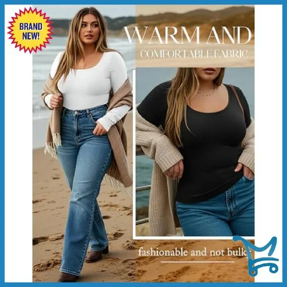 Plus Size Fleece Lined Thermal Tops 3 Pack Long Sleeve Base Layer